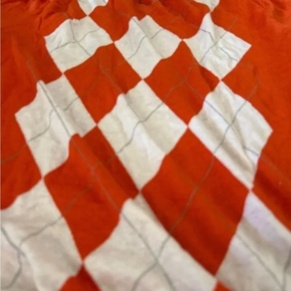 Banana Republic Orange Sweater with White Argyle Detail